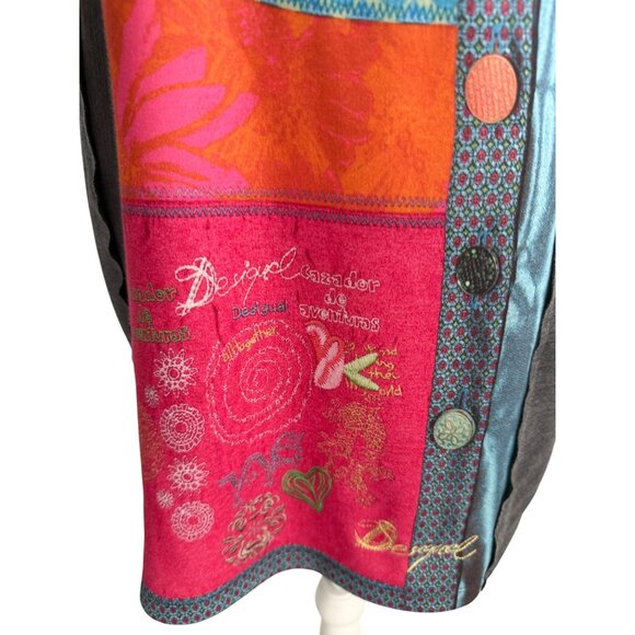 DESIGUAL Multicolor Gray Logo Script Mini Dress Size Medium - Picture 9 of 11